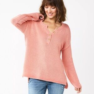 Sonoma Women's Henley Knit Oversized Comfy Sweater Size 1X NWT